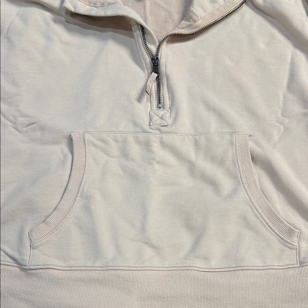 JoyLab Pale Cream Half-Zip Hoodie Sweatshirt - Picture 4 of 5